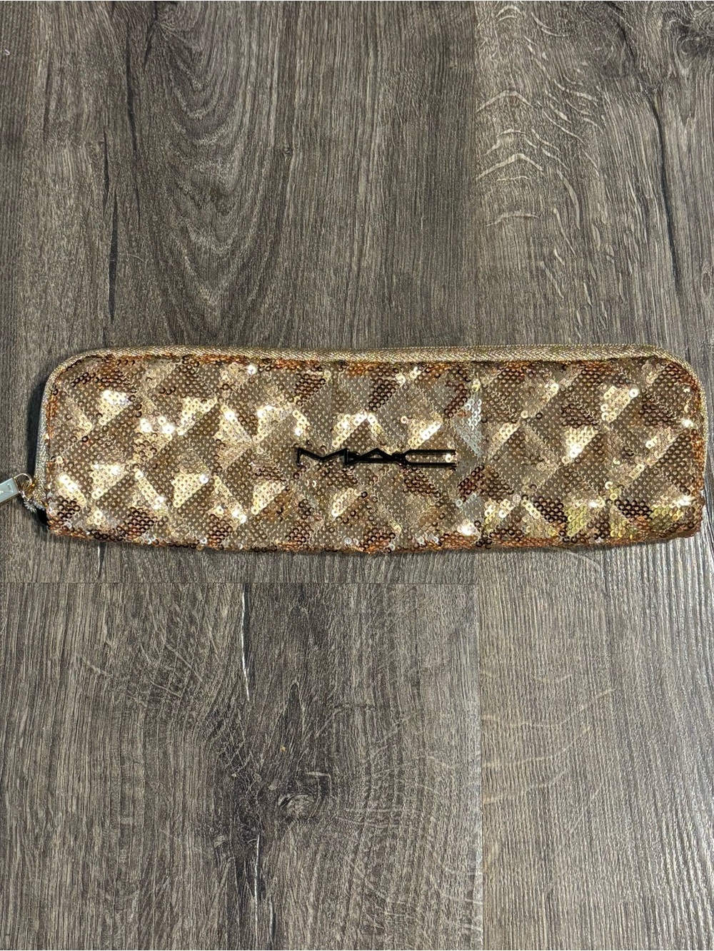 M.A.C. Gold Sequin Makeup Brush Cosmetic Bag